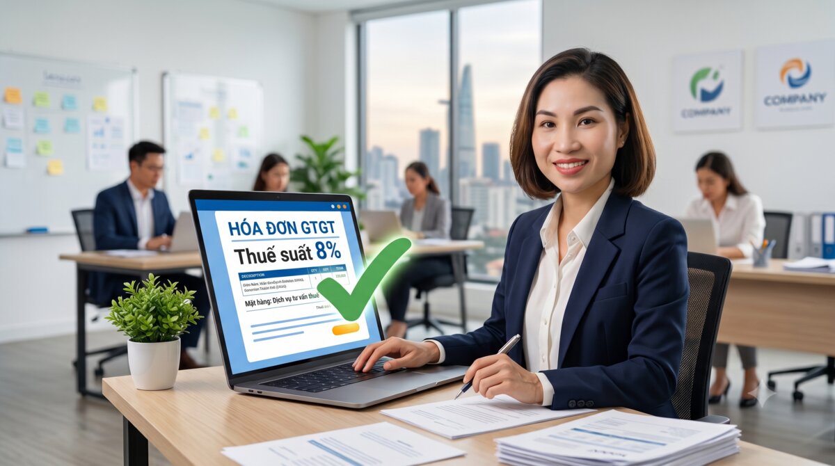 Xuất hóa đơn GTGT thuế suất 8% đúng quy định năm 2026